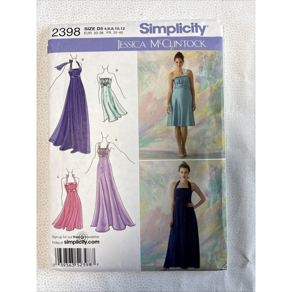 Simplicity 2398 Jessica McClintock 2398 Misses' Special Occasion  Sz 4-12 Uncut